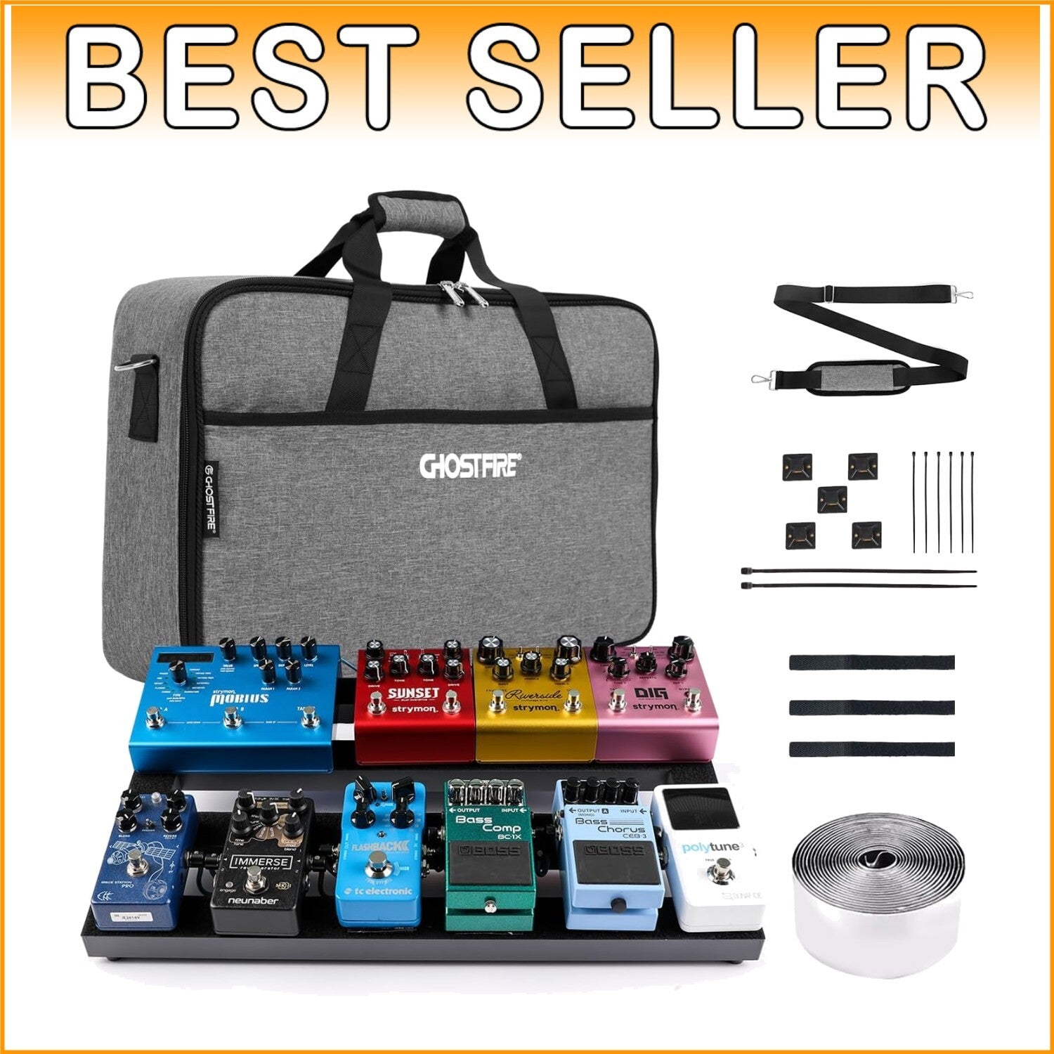 Ergonomic Ghost Fire Guitar Pedal Board with Carry Bag - 1.76 lb Aluminum Alloy