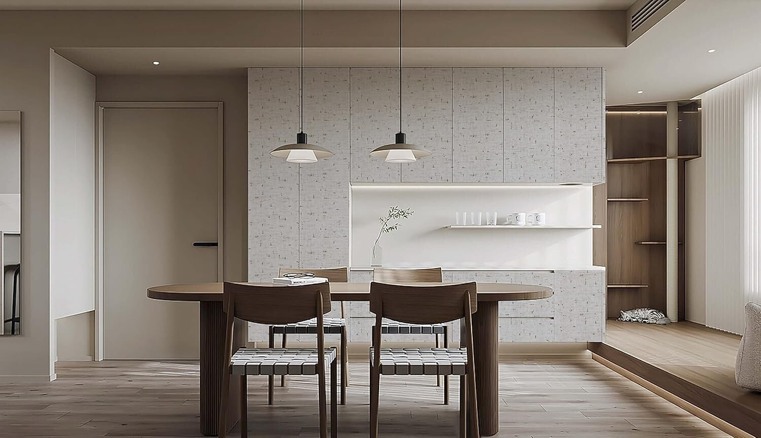 Easy to Use Beige Grasscloth Wallpaper - 17.7'' x 394'' Moisture-Proof Solution