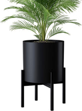 Load image into Gallery viewer, Lightweight 14-Inch Matte Black Plant Pot with Drainage - Mid-Century Essential