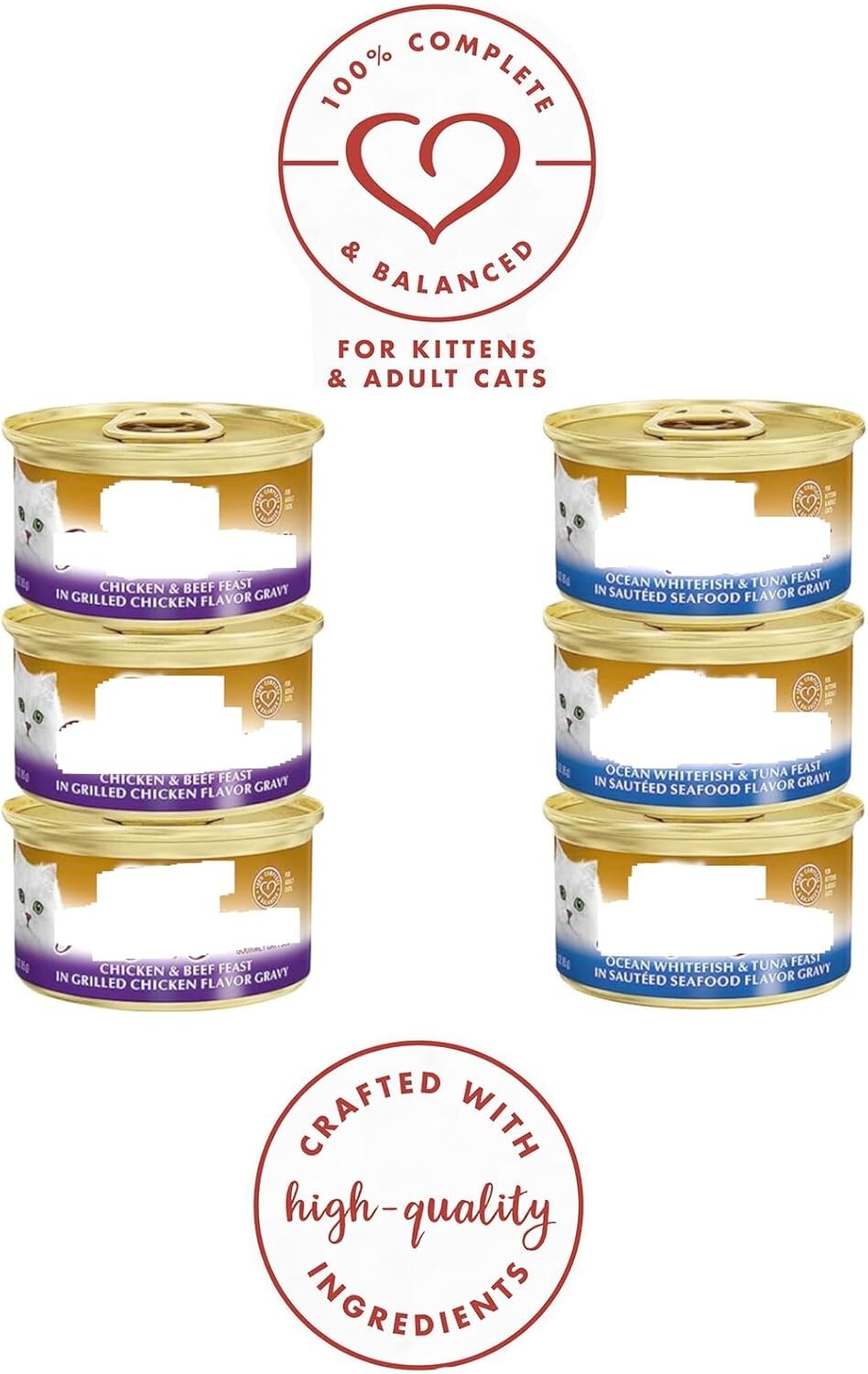 Delicious 24-Can Wet Cat Food Gravy Variety Bundle with Toy - All Life Stages