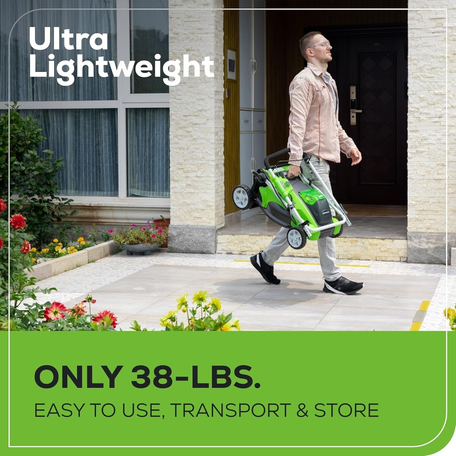 Efficient 40V Cordless Lawn Mower - Lightweight, Quick Start, 45-Minute Runtime