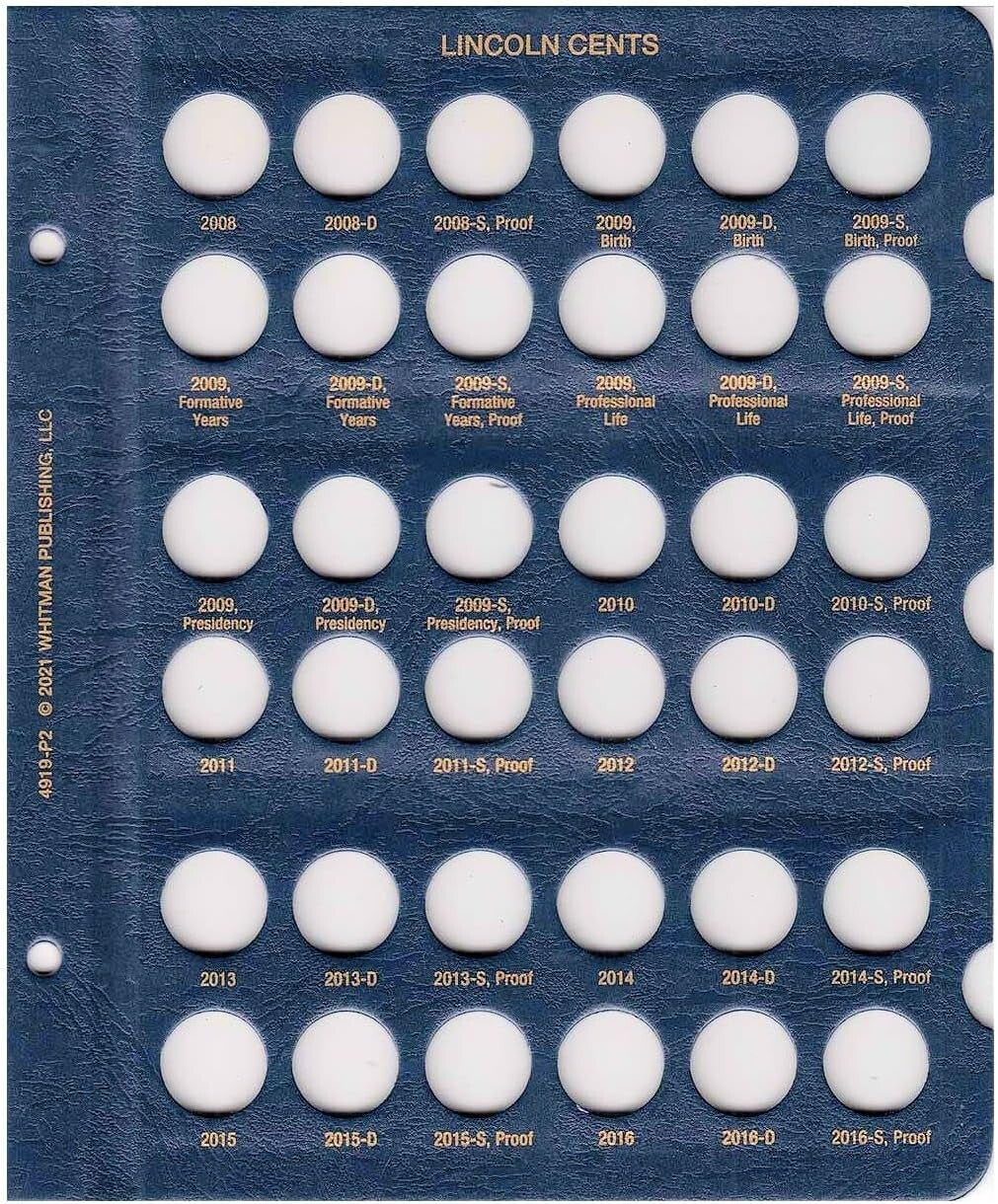 Elegant Lincoln Cent Coin Album - 1909 to 2024, Secures and Displays Cents