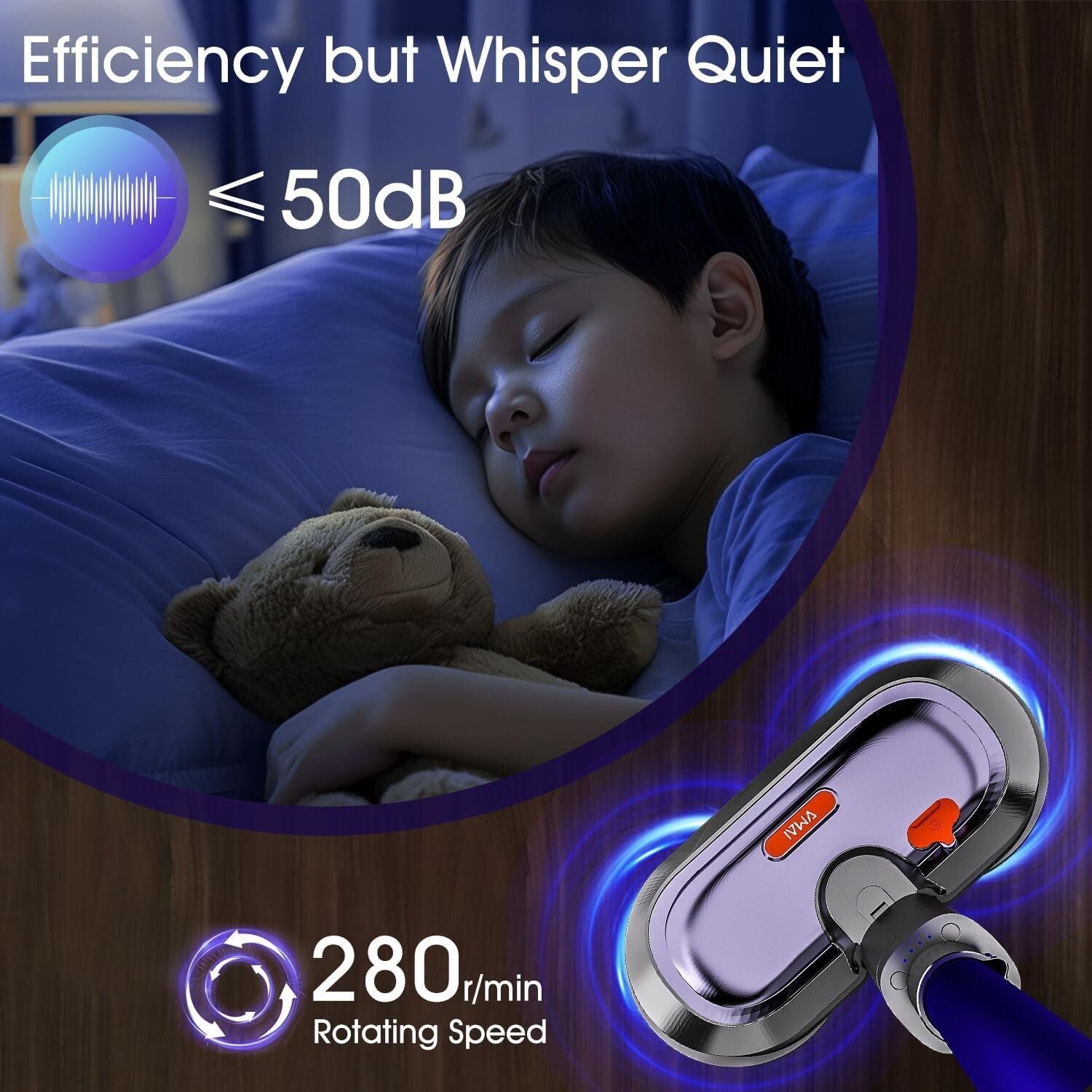 Multi-Surface Electric Mop with Detachable Battery & Deep Cleaning LED Headlight