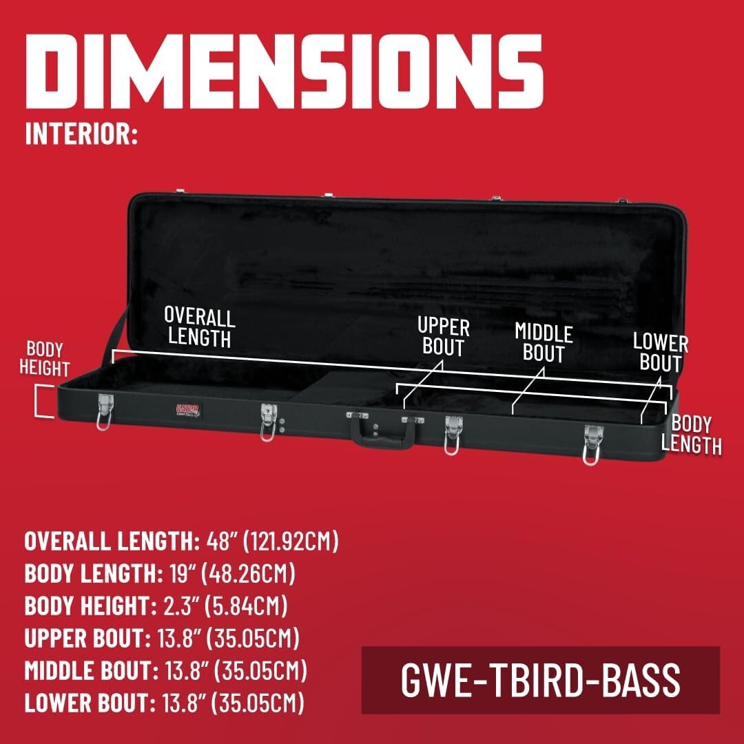 Custom Fit Hard-Shell Bass Guitar Case for Thunderbird Style - Ergonomic Design