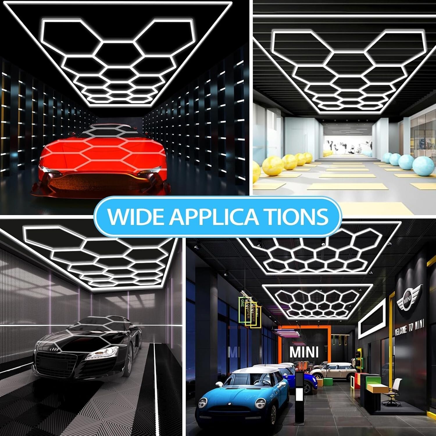 Super Bright 108000LM Hexagon Garage Light - Perfect for Basements & Workshops