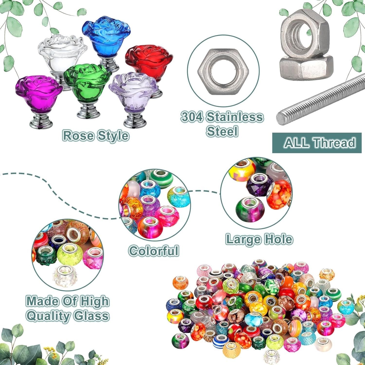 Elegant DIY Garden Decoration: 236 Pcs Beaded Stakes with Crystal Flower Tops