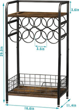 Load image into Gallery viewer, 3-Tier Industrial-Chic Wine Bar Table with 8-Bottle Rack - Space-Saving Elegance