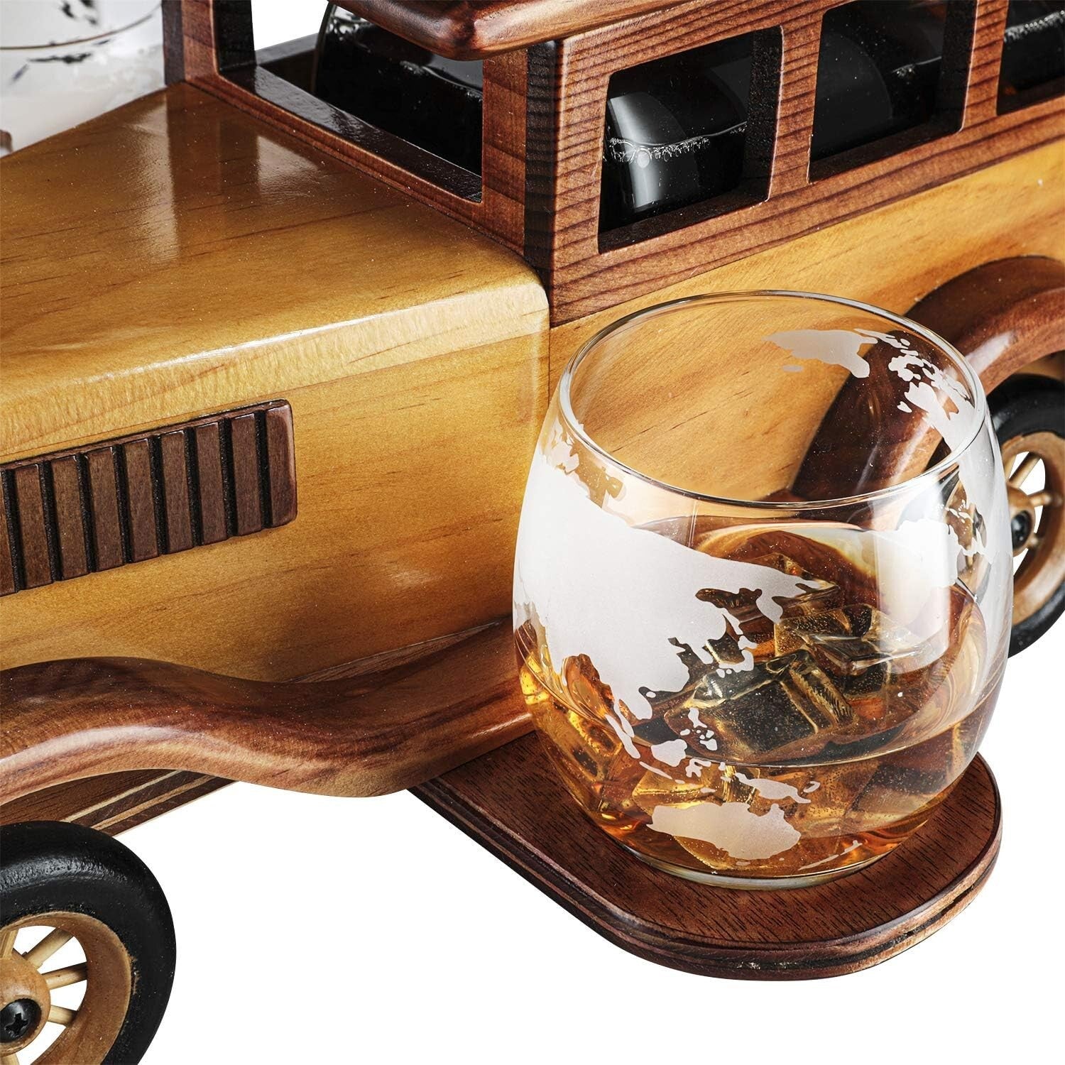 Large Car-Themed Whiskey Decanter Set with Metal Spigot - Perfect for Collectors