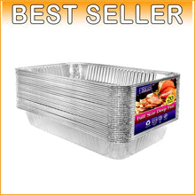 Load image into Gallery viewer, Recyclable Large Aluminum Roasting Pans - 20 Count, Oven &amp; Dishwasher Safe