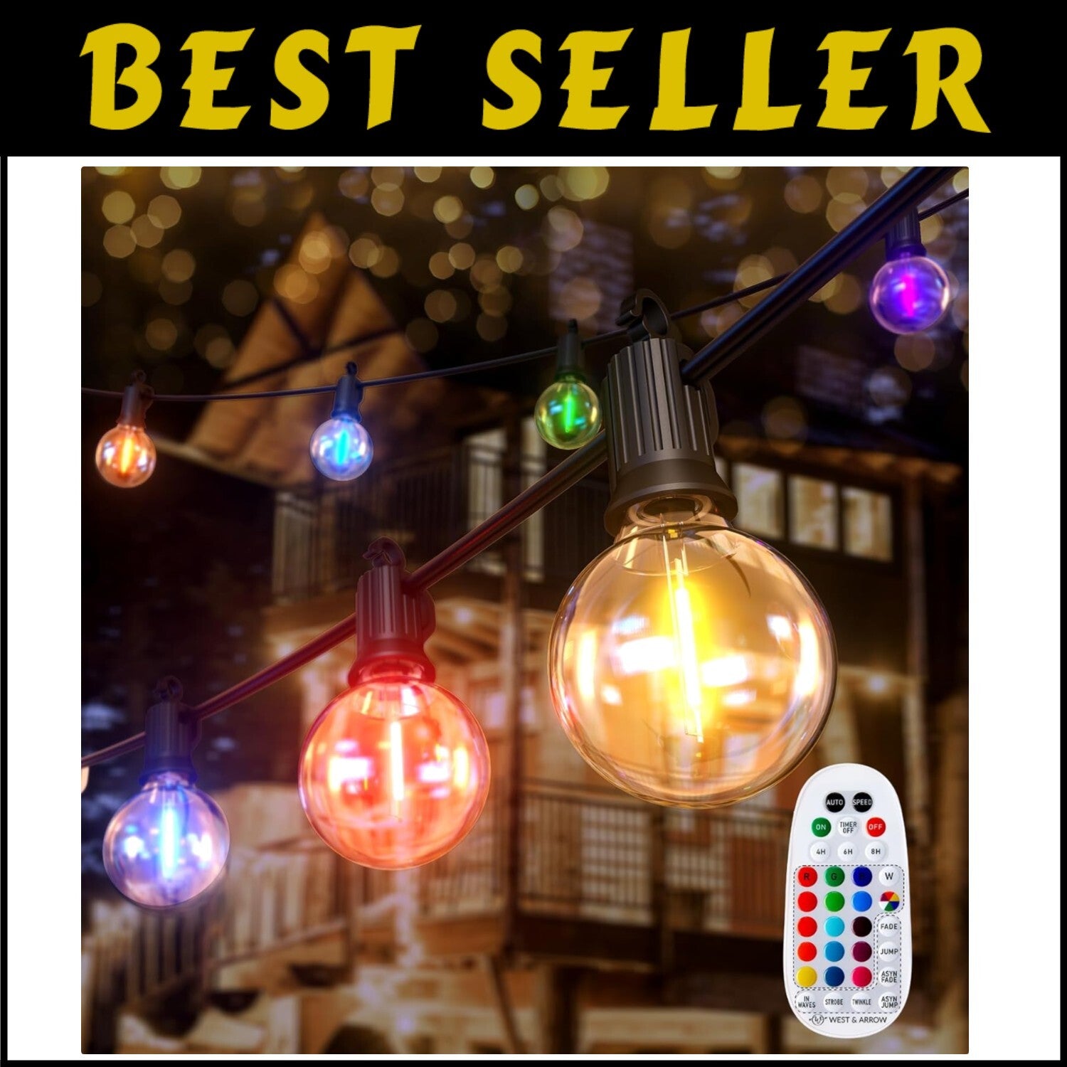 Vibrant RGBW Patio Lights - 58FT Waterproof String Lights for Memorable Events