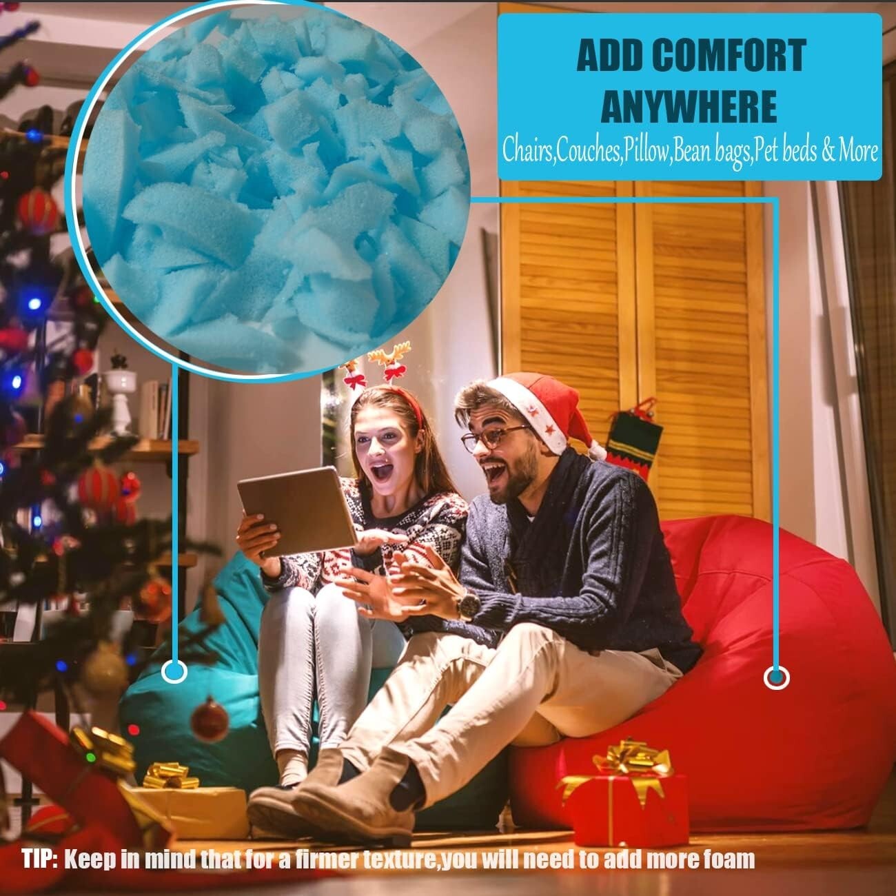 30lbs Shredded Memory Foam Filling - Eco-Friendly Bean Bag Refill and Cushions