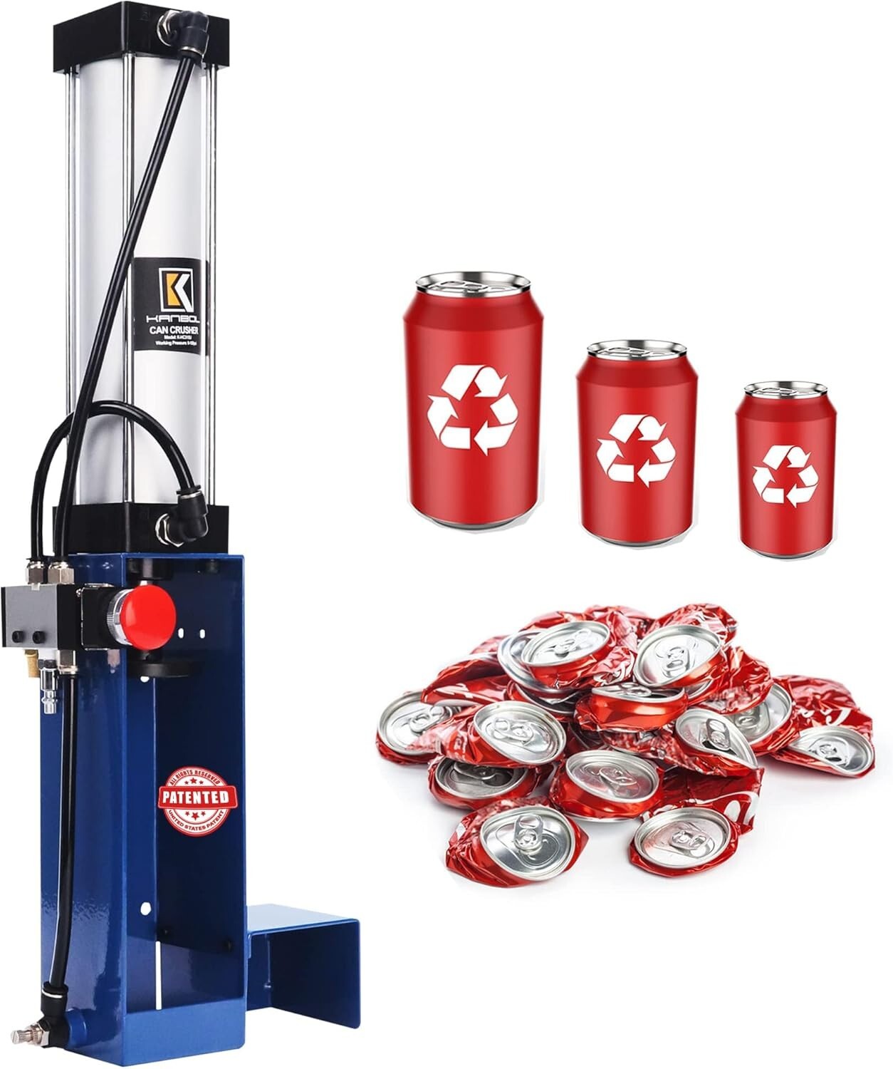 Pneumatic Aluminum Can Crusher: Automatic Ejection & Heavy-Duty Design in Blue