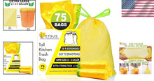 Load image into Gallery viewer, Durable 13 Gallon Plant-Based Drawstring Trash Bags - 75 Count Eco-Friendly Pack
