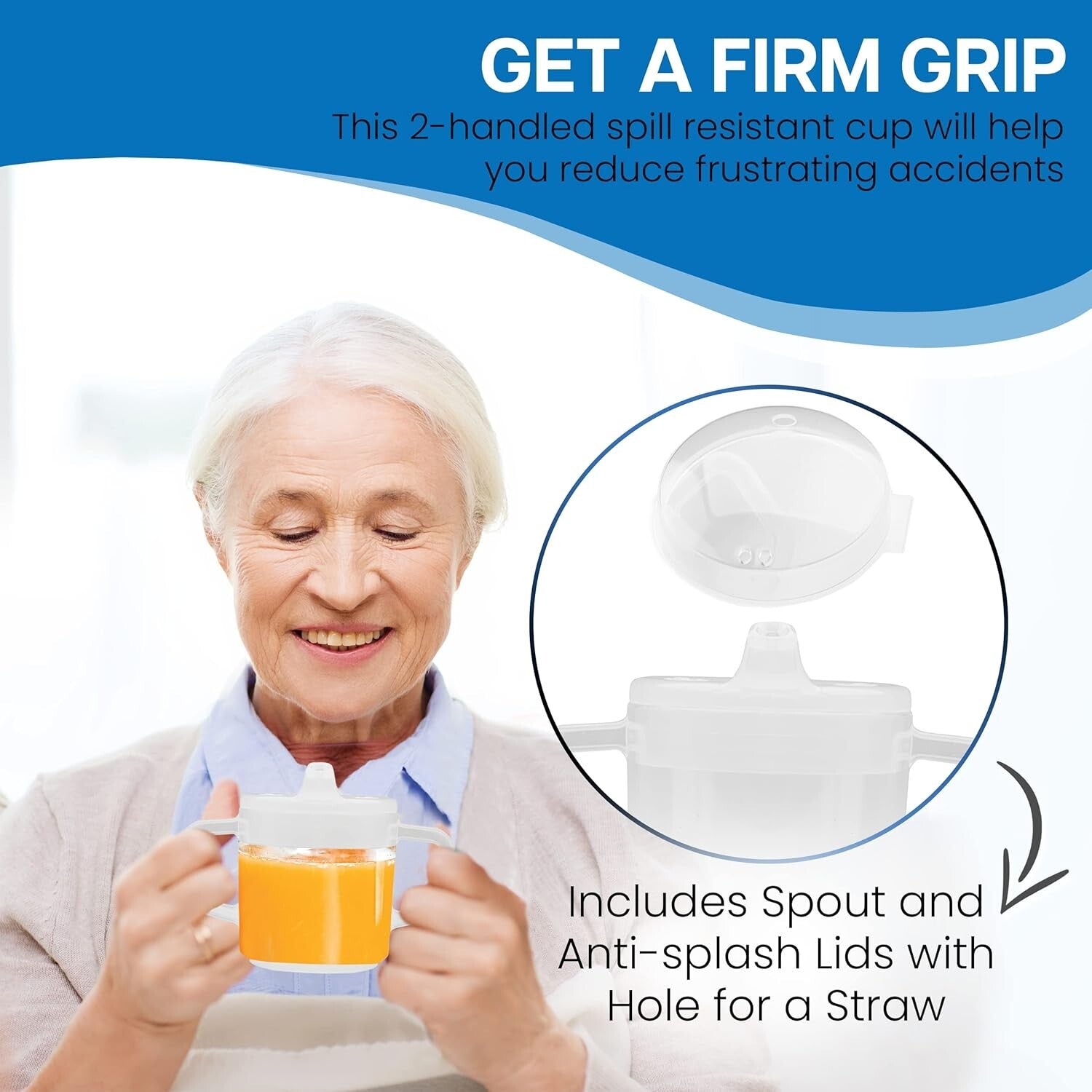 Easy Grip 8oz Adult Sippy Cup - Spill-Resistant, Perfect for Limited Mobility