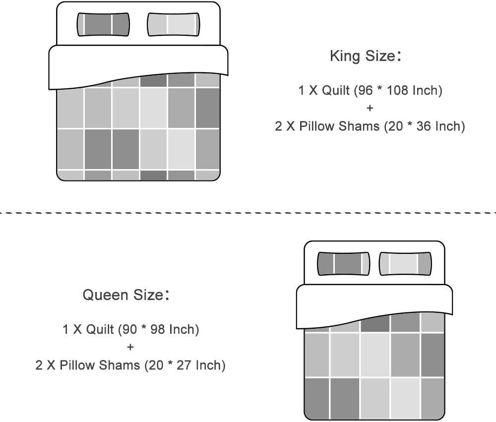 Soft Microfiber King Size Quilt Set - 3-Piece Floral Bedding for Year-Round Use