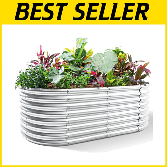 6×3×2ft Galvanized Raised Garden Bed - Durable Oval Planter for Vegetables