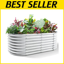 Load image into Gallery viewer, 6×3×2ft Galvanized Raised Garden Bed - Durable Oval Planter for Vegetables
