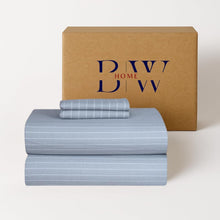 Load image into Gallery viewer, Ultra-Soft Brushed Cotton Flannel Sheet Set - Queen, Deep Pocket, Grey Stripes
