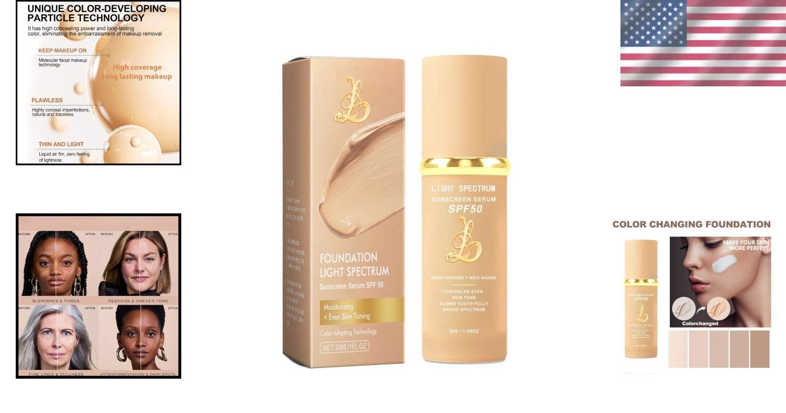 Light/Medium Spectrum Waterproof Foundation with SPF 50+ - Mature Skin Solution