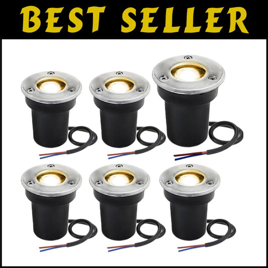 Efficient LED In-Ground Landscape Lights - 12V Waterproof 6 Pack for Outdoor Use