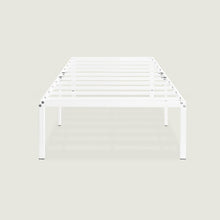 Load image into Gallery viewer, Elegant 18-Inch White Metal Platform Bed Frame with Steel Slats - Twin Size