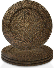 Load image into Gallery viewer, Stylish 13" Rattan Charger Plates Set of 4 - Perfect for Events &amp; Dinner Parties
