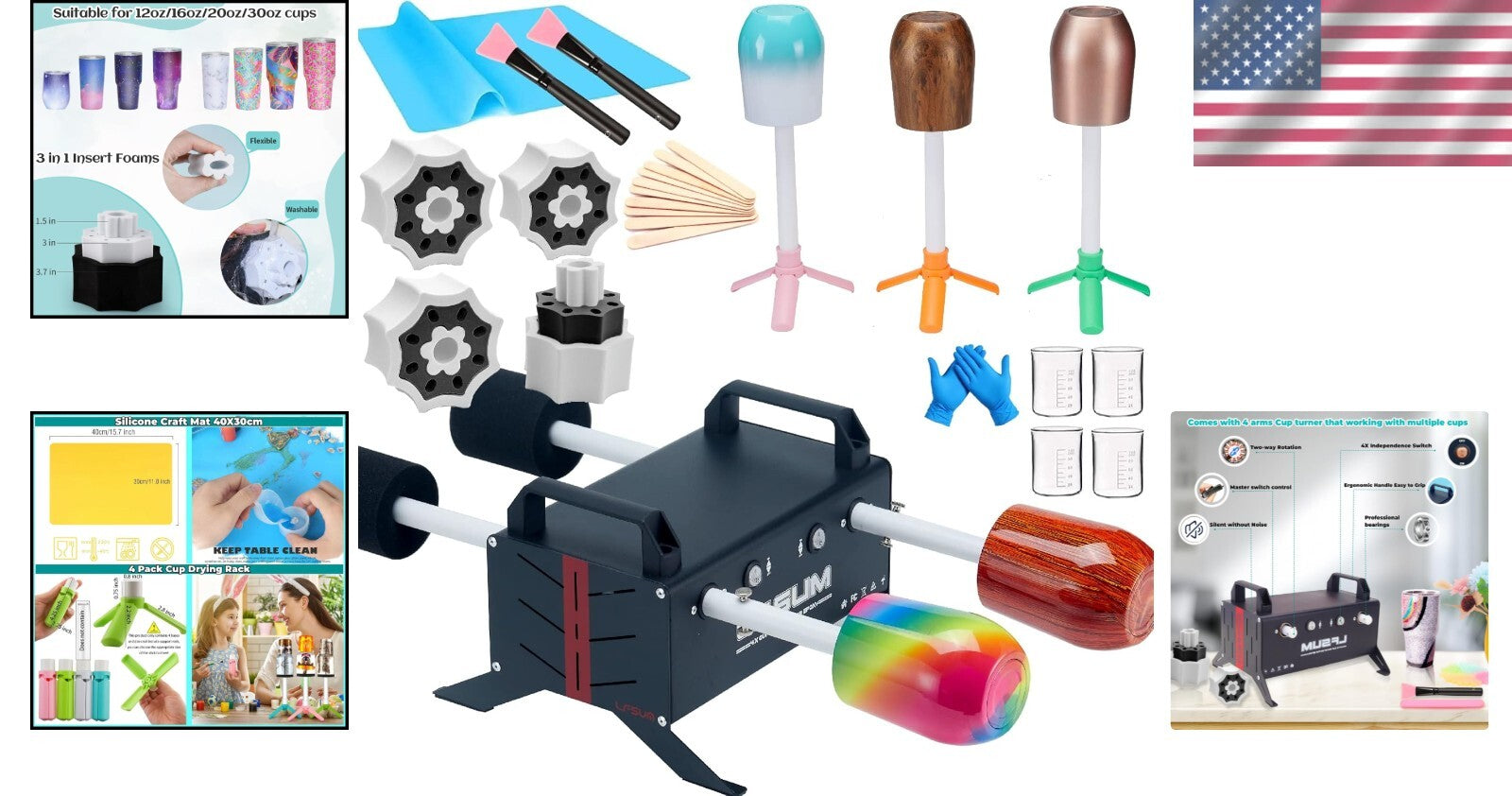 All-in-One 4 Arm Tumbler Maker - Premium Crafting Kit for Personalized Tumblers