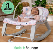 Load image into Gallery viewer, Pink Burst Portable Baby Seat: 3-in-1 Vibrating Bouncer, Rocker &amp; Toddler Rocker