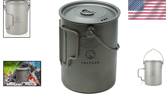 Lightweight 0.95qt Titanium Picnic Pot with Built-in Handles and Storage Bag