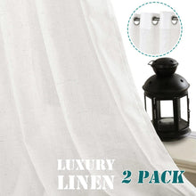 Load image into Gallery viewer, Soft Linen Sheer Curtains with Grommet Top – Elegant 2 Pack 52" x 96" Panels