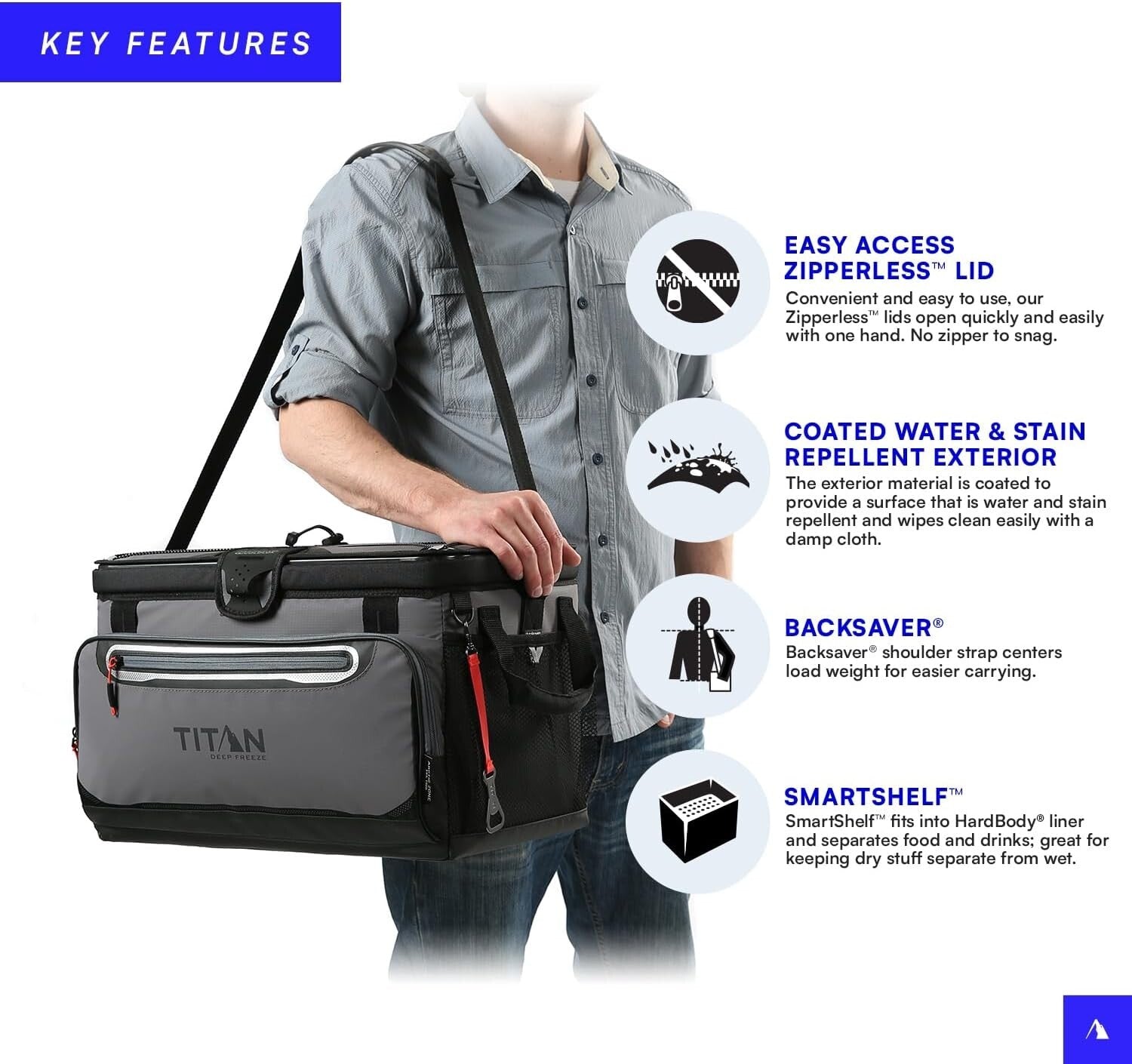 Zipperless Arctic Zone Cooler - Deep Freeze Insulation for 48 Cans - Sharkskin