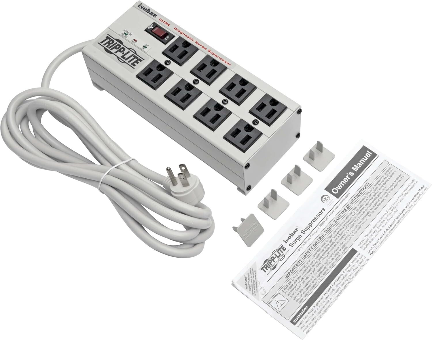 25ft Surge Protector Power Strip - 8 Outlets, Metal Housing & Lifetime Insurance