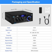 Load image into Gallery viewer, Versatile HiFi Stereo Mini Amplifier - Remote, Mic Jack &amp; 6 EQ Modes