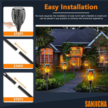 Load image into Gallery viewer, Large Waterproof Solar Torch Lights with Flickering Flame - Perfect for Pathways