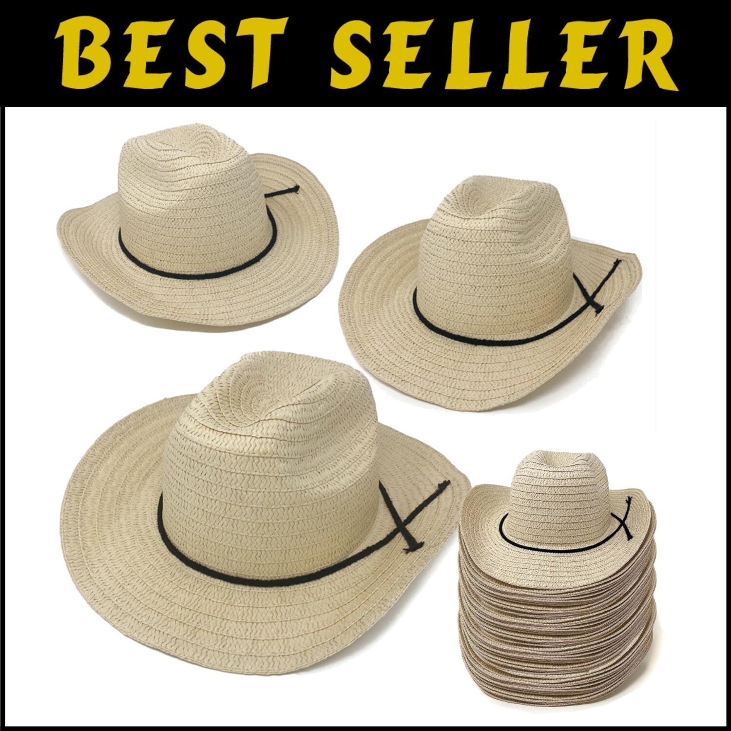 Versatile 72 Straw Cowboy Hats - Perfect for Weddings, Concerts & Parties