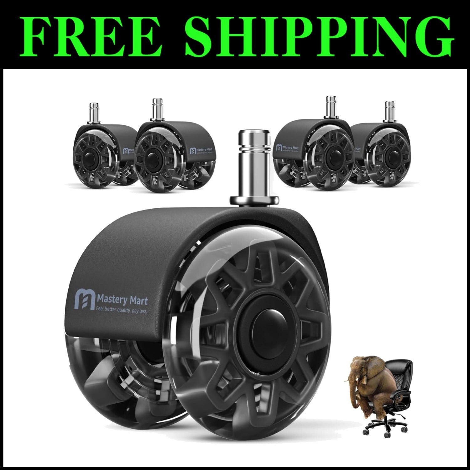 Heavy Duty 2.5 Inch Office Chair Wheels - Universal Caster Set for All Floors