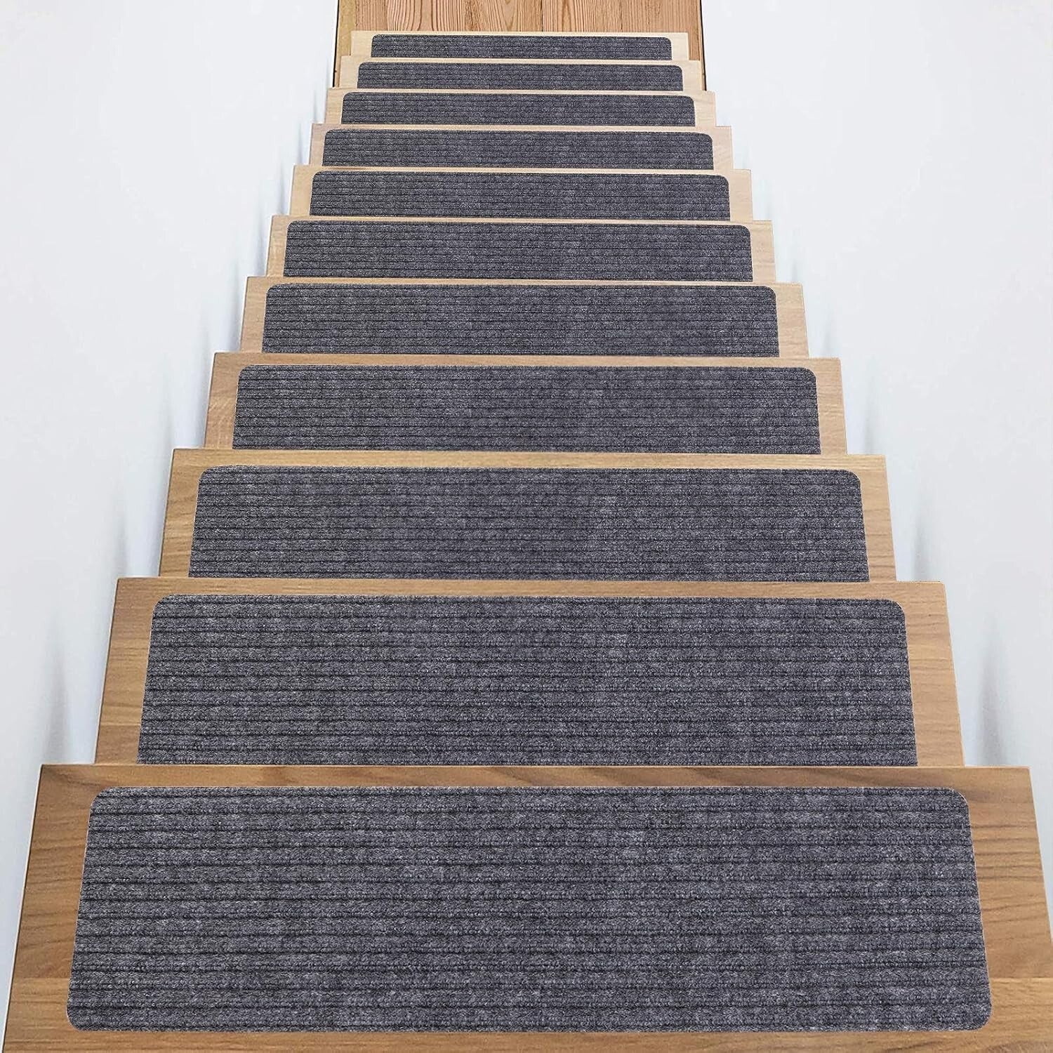 Durable 16 Pack Grey Anti-Slip Stair Treads - Noise Reduction & Safety Design