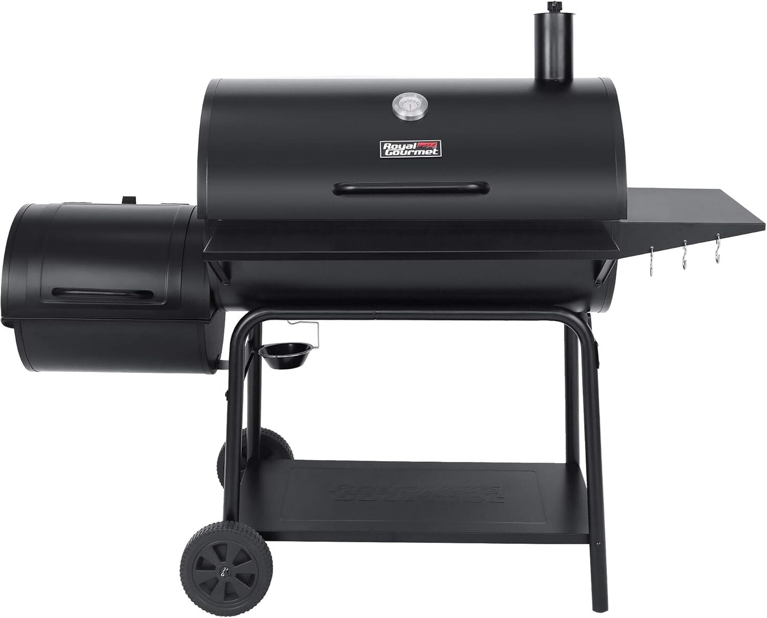 Durable Barrel Charcoal Grill with Side Smoker - 1200 Sq. in. Cooking Space
