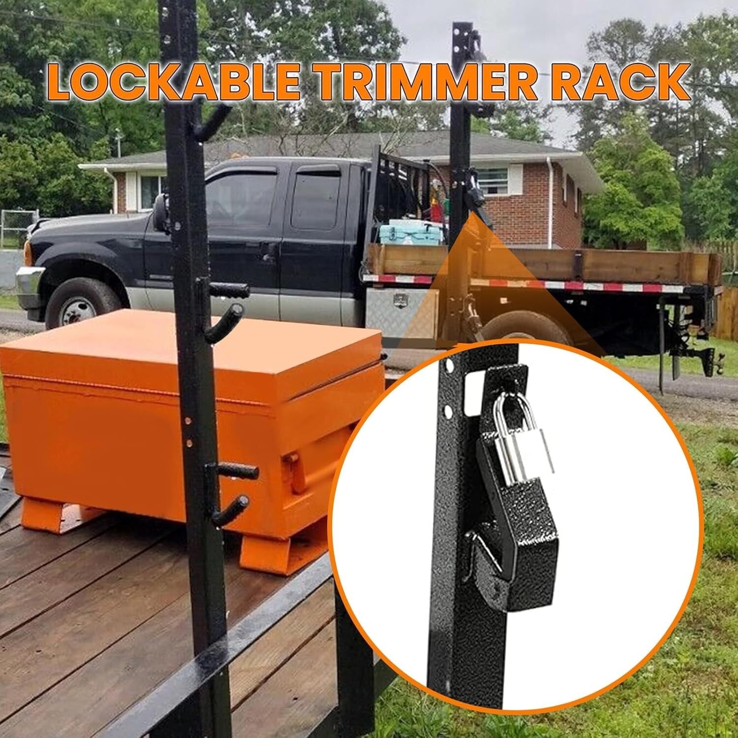 3 Place Locking Trimmer Rack Carrier with Weather-Resistant Steel Construction