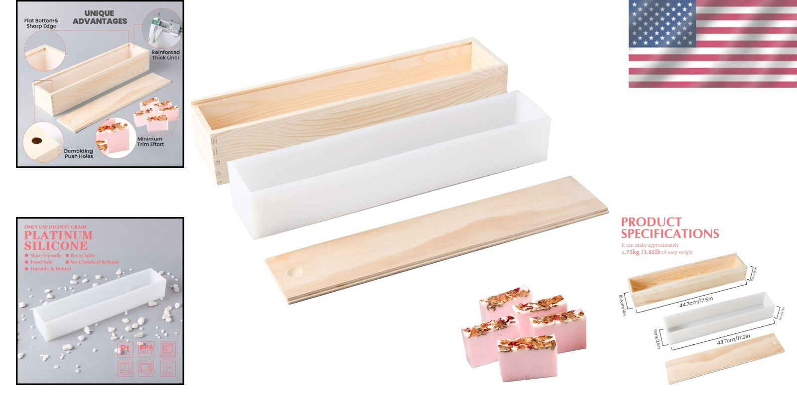 Versatile Silicone Soap Mold for 5 lb Capacity Loaf - No Assembly Needed