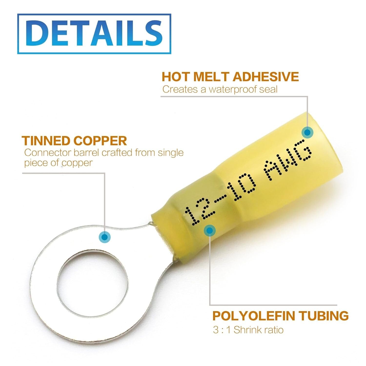 Assorted Heat Shrink Wire Connectors: 600PCS Marine & Automotive Crimp Terminals