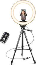 Load image into Gallery viewer, High-Brightness 14'' Selfie Ring Light &amp; Tripod for Flawless Makeup &amp; Streaming
