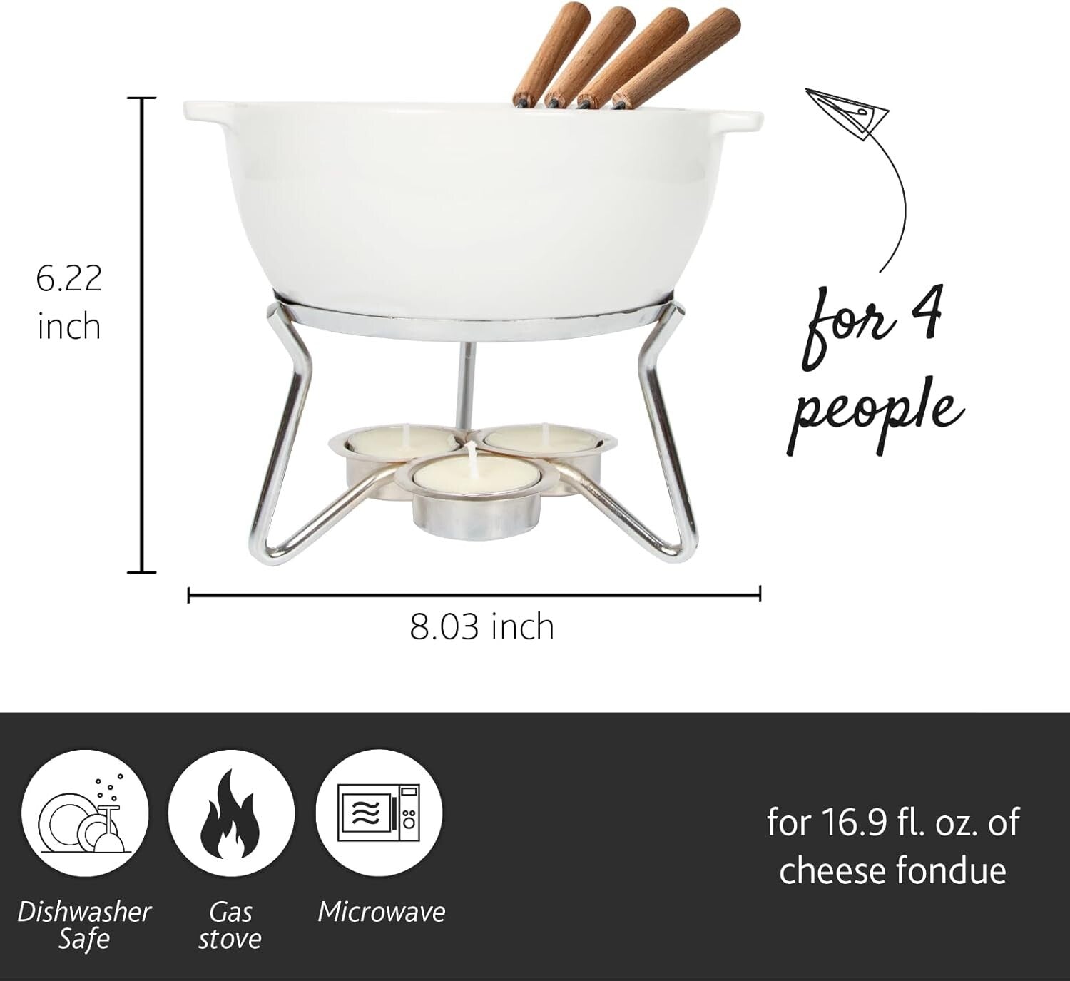 Elegant Microwave Safe Cheese Fondue Set for 2-4 Persons - Perfect for Parties