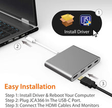 Load image into Gallery viewer, USB-C to 4-Port HDMI Adapter Hub: Boost Productivity with Multi-Monitor Support