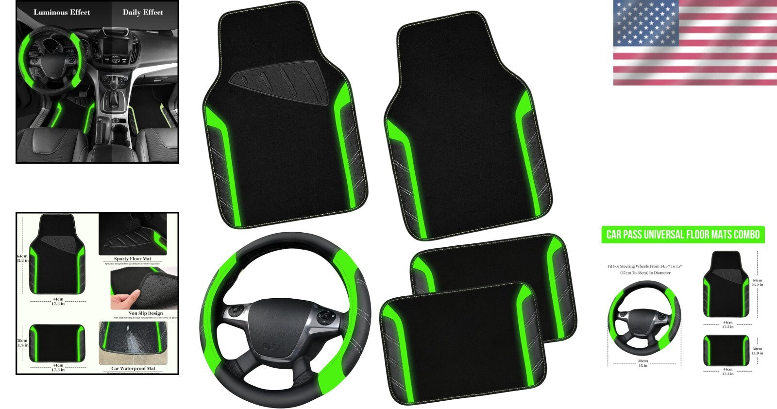 Durable Anti-Slip Steering Wheel Cover with Waterproof Car Mats for Protection