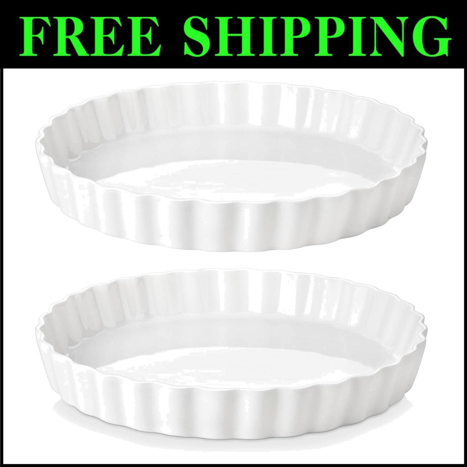 Durable Non-Stick 10-Inch Quiche and Pie Baking Dish - Set of 2 Elegant Pieces