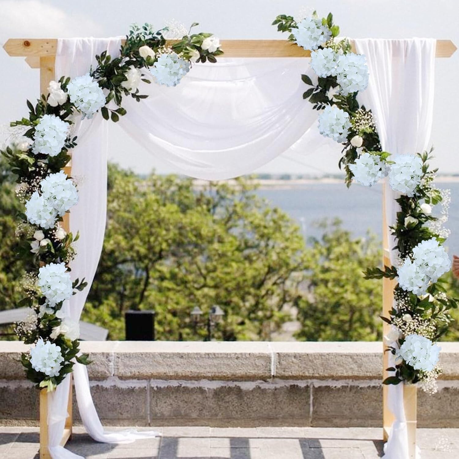 Long-Lasting 106pcs White Hydrangea Artificial Flowers for Weddings & Decor