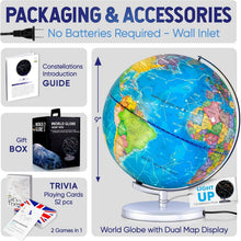 Load image into Gallery viewer, 9" Illuminated Kids World Globe - Interactive STEM Learning and Nightlight