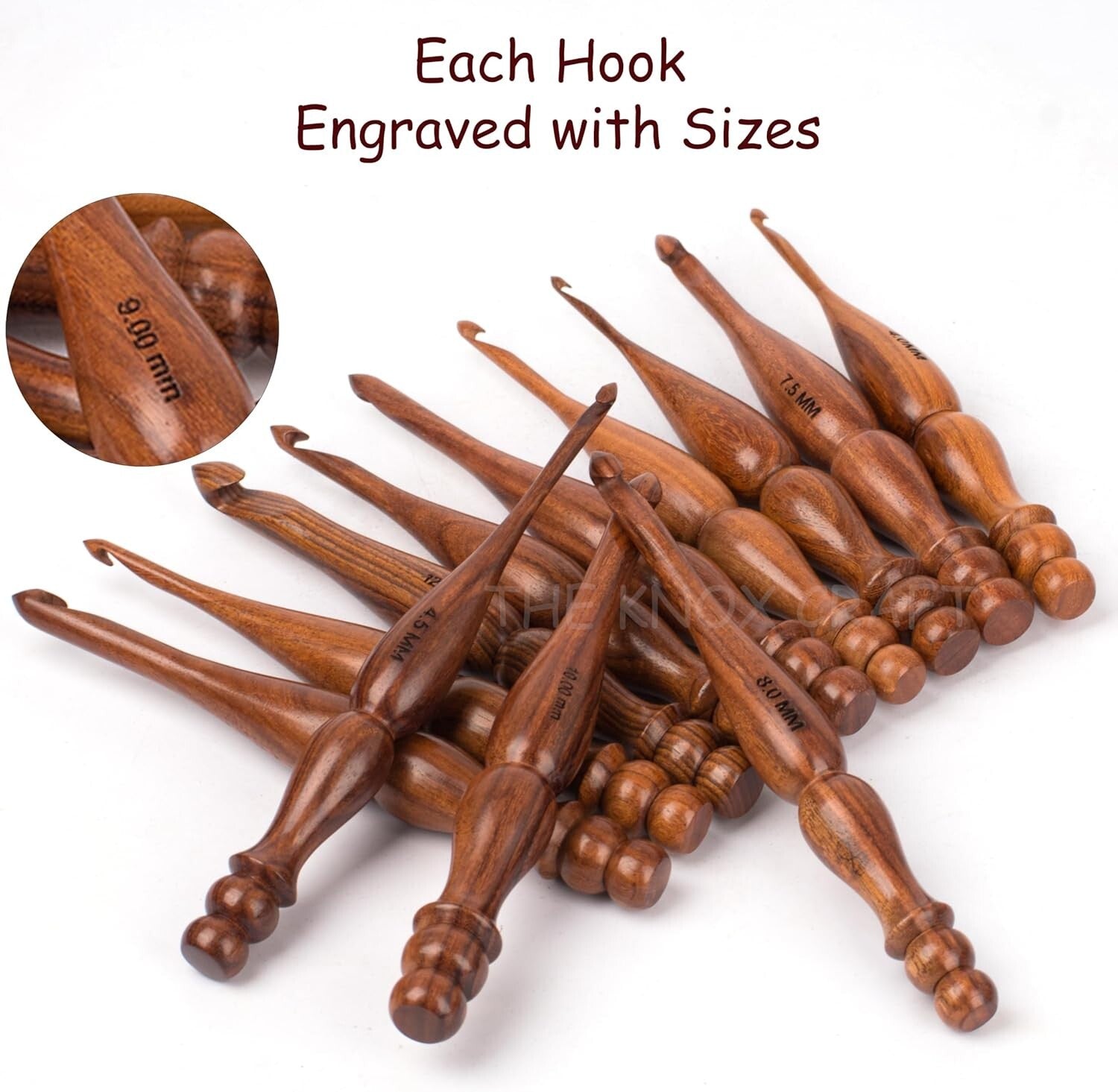 Set of 13 Handmade Rosewood Crochet Hooks - Smooth & Comfortable Knitting Tools