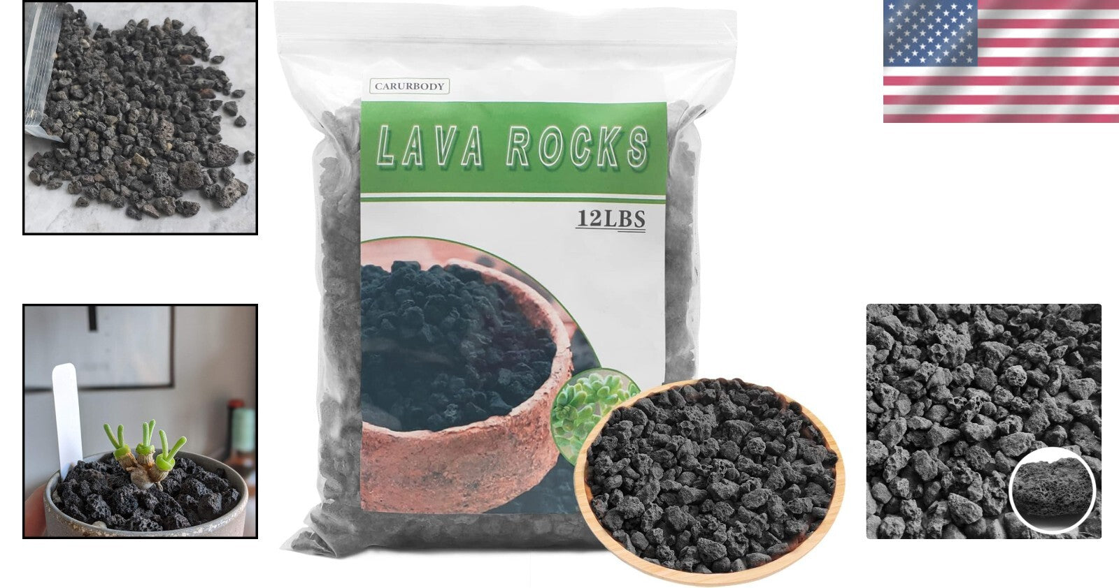 Aromatic Lava Rocks for Plants - 100% Pure Volcanic Stone, Ideal for Root Health